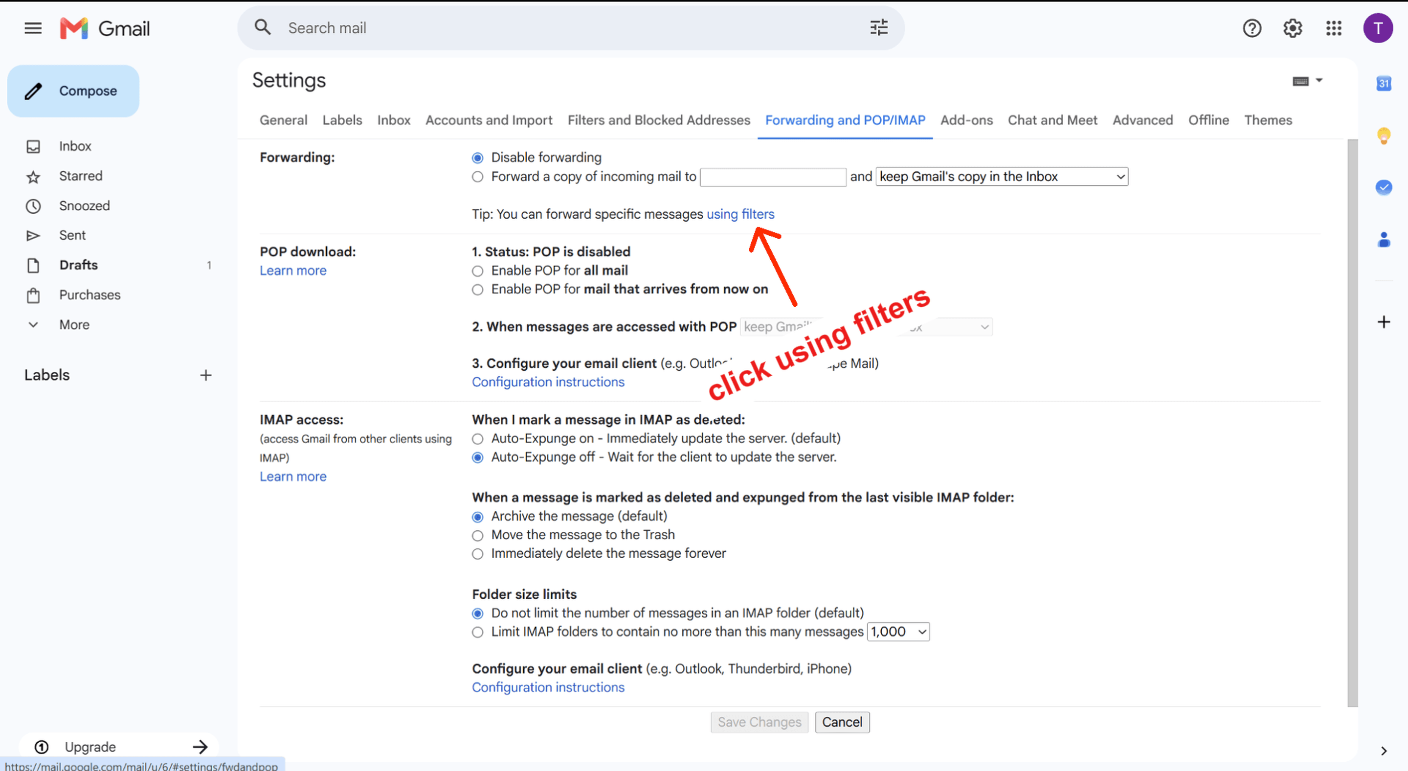 Step 6 — Create a Gmail filter — screenshot 1