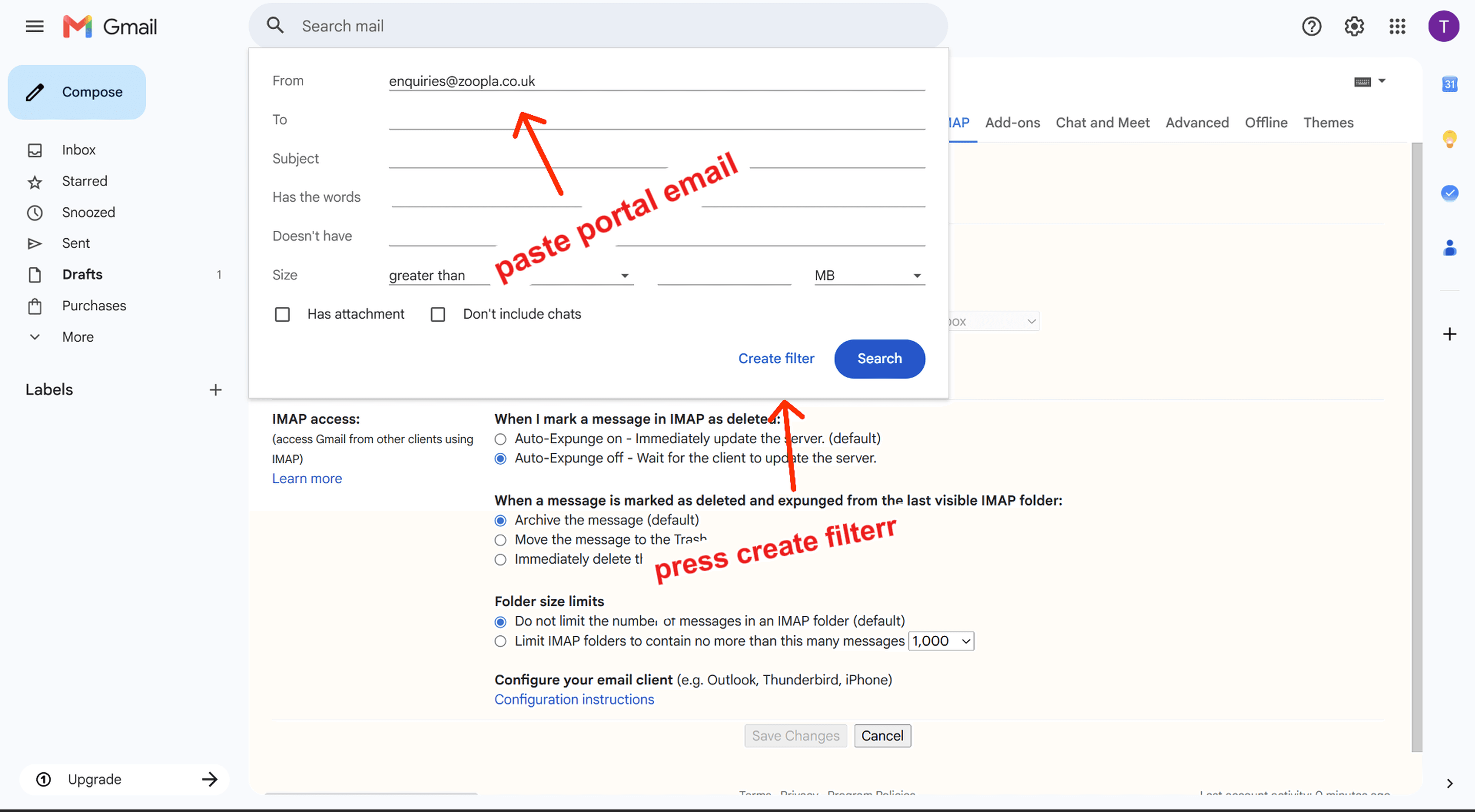 Step 6 — Create a Gmail filter — screenshot 2