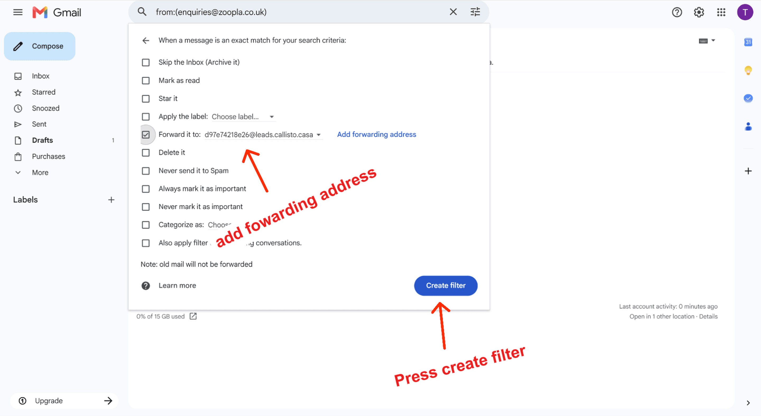 Step 7 — Set the filter action — screenshot 1