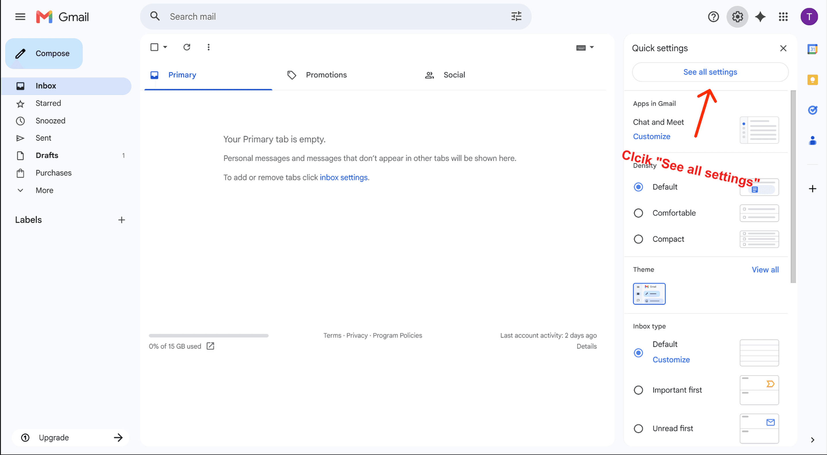 Step 2 — Open Gmail settings — screenshot 2