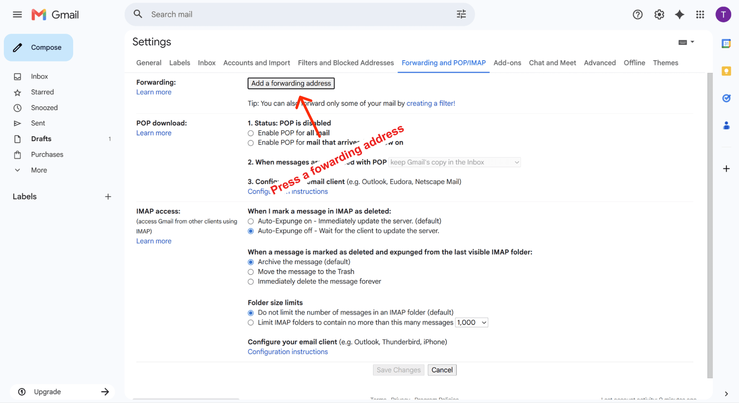 Step 3 — Add your forwarding address — screenshot 1